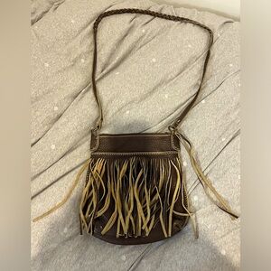 Genuine leather roots over the shoulder bag